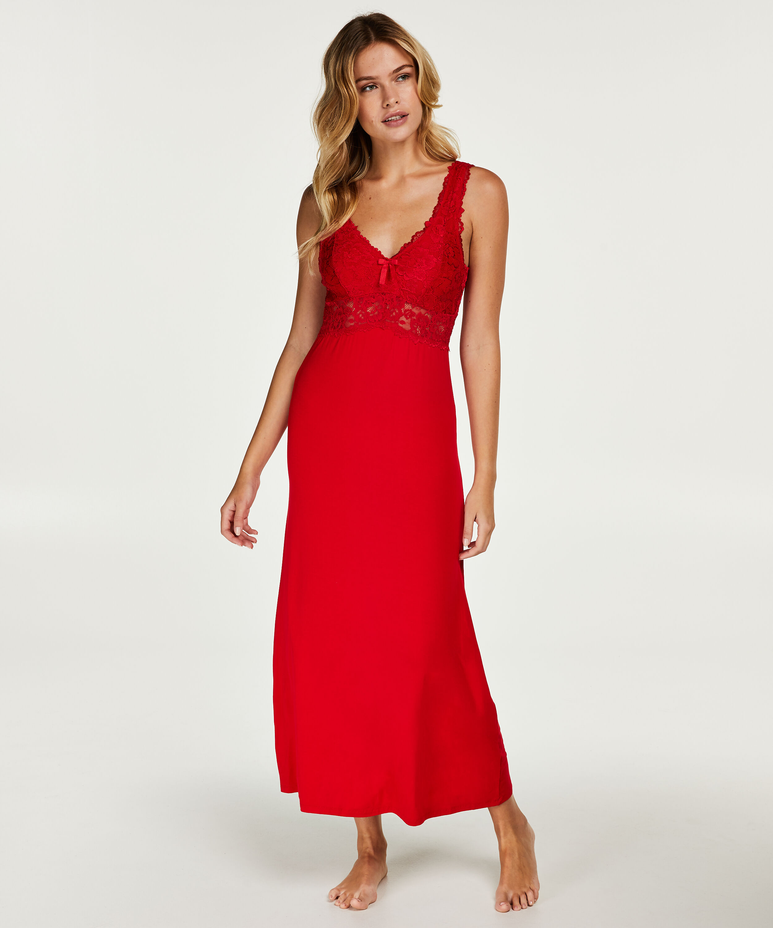 Longue nuisette Modal Lace, Rouge Longue nuisette Modal Lace, Rouge