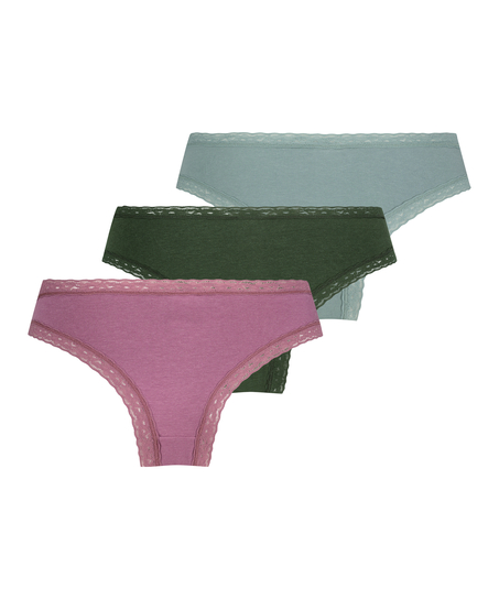 Lot de 3 slips brésilien Classics, Vert