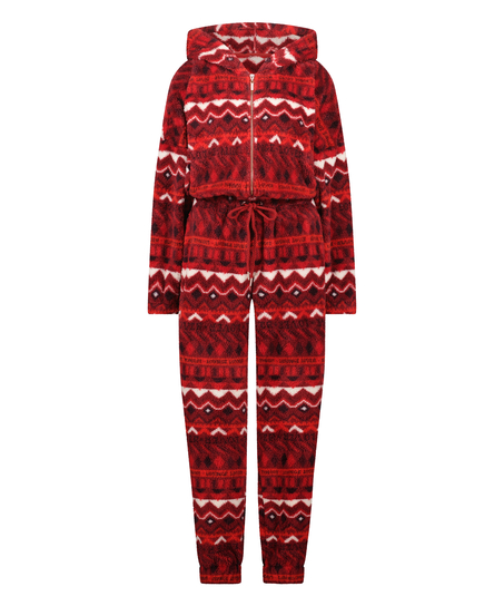 Onesie en flanelle et polaire Fairisle, Rouge
