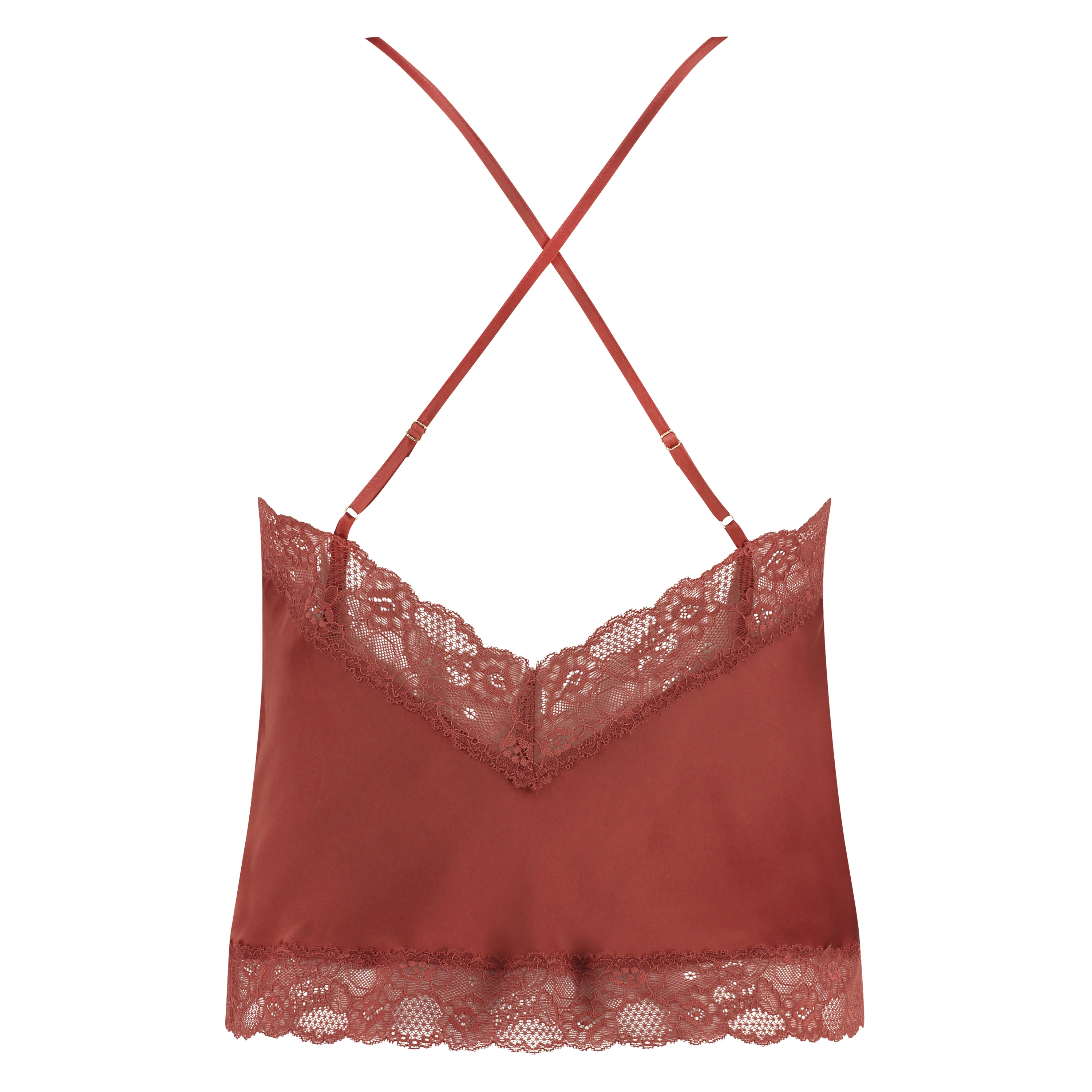 Haut de camisole Satin Dentelle, Rouge, main