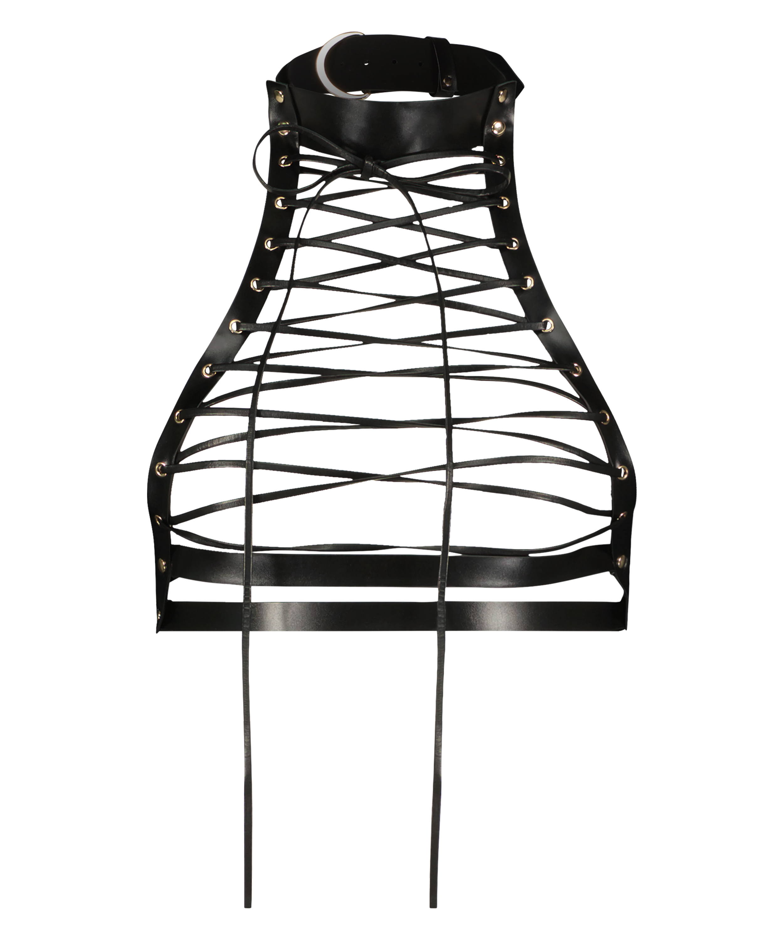 Brassière en faux cuir, Noir, main