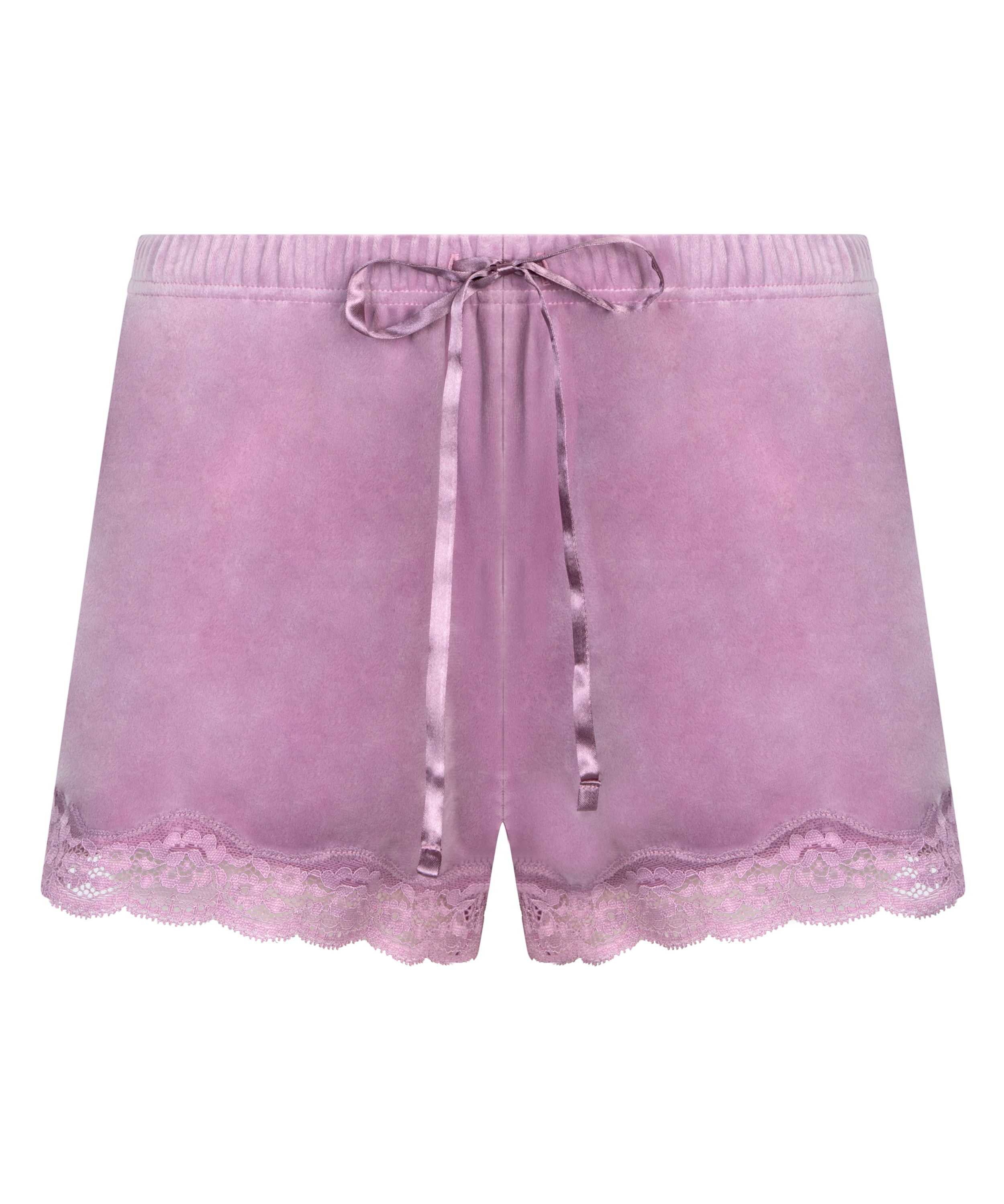 Short velours dentelle, Violet, main