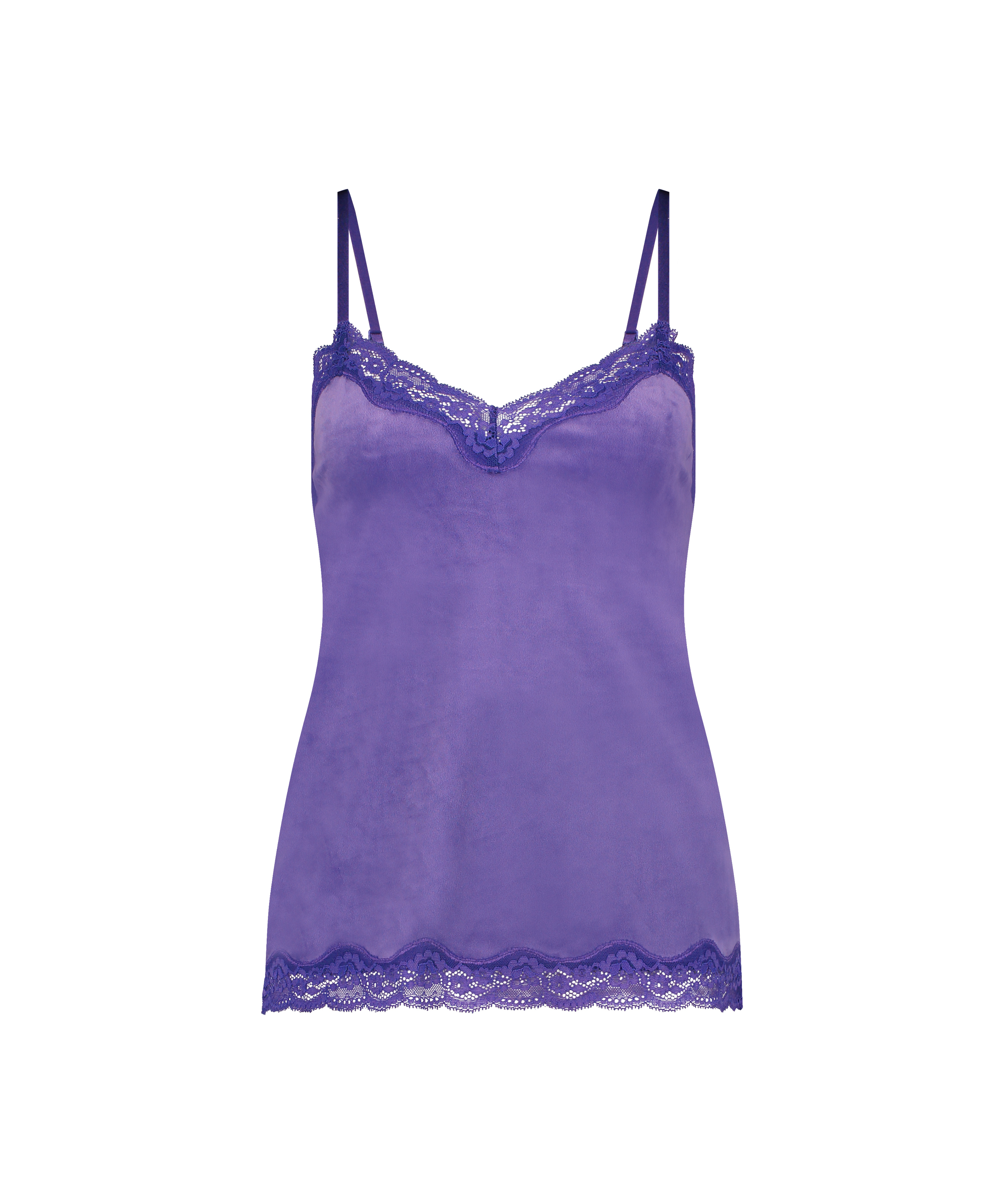 Camisole velours Dentelle, Violet, main