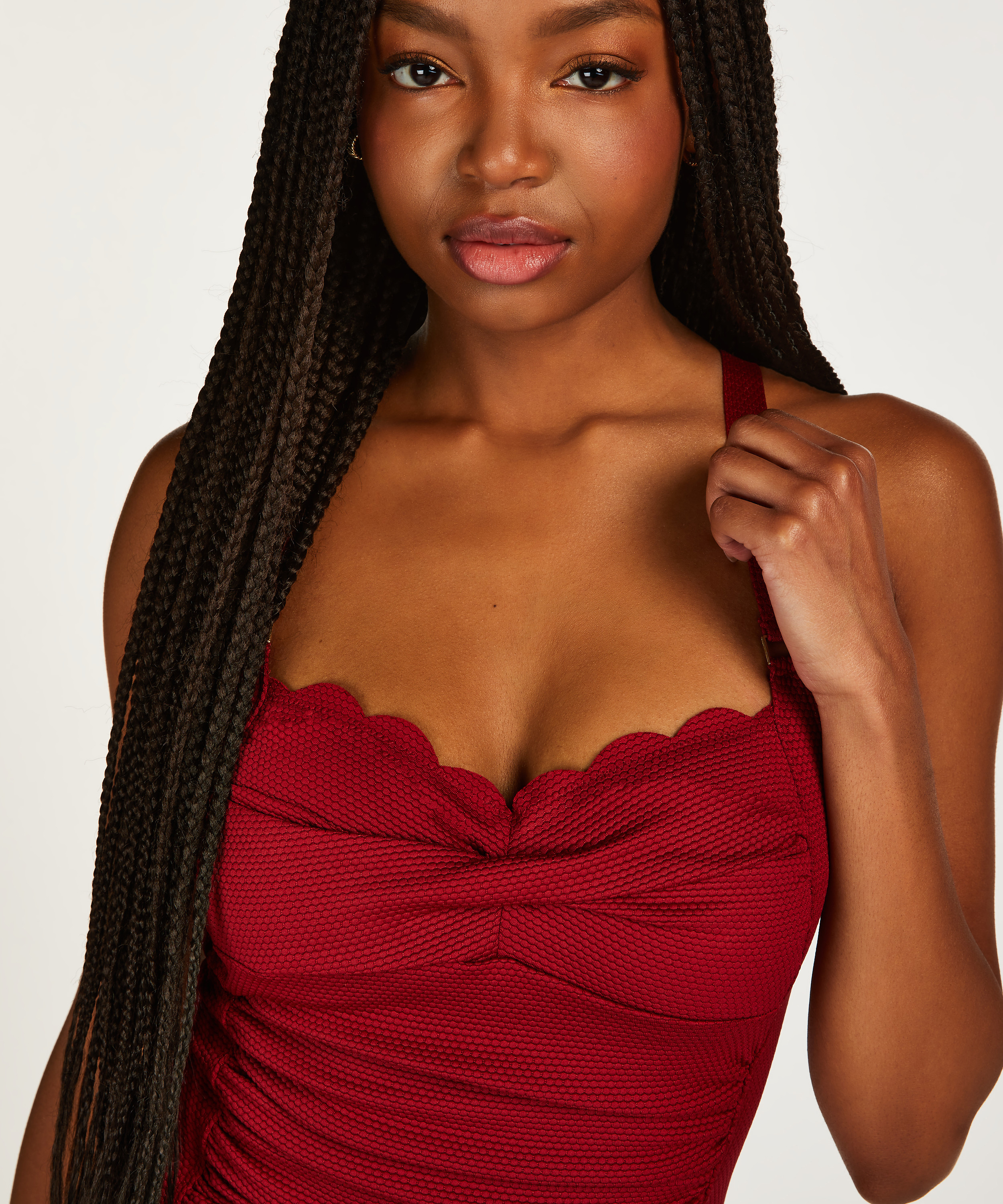 Maillot de bain Scallop, Rouge, main