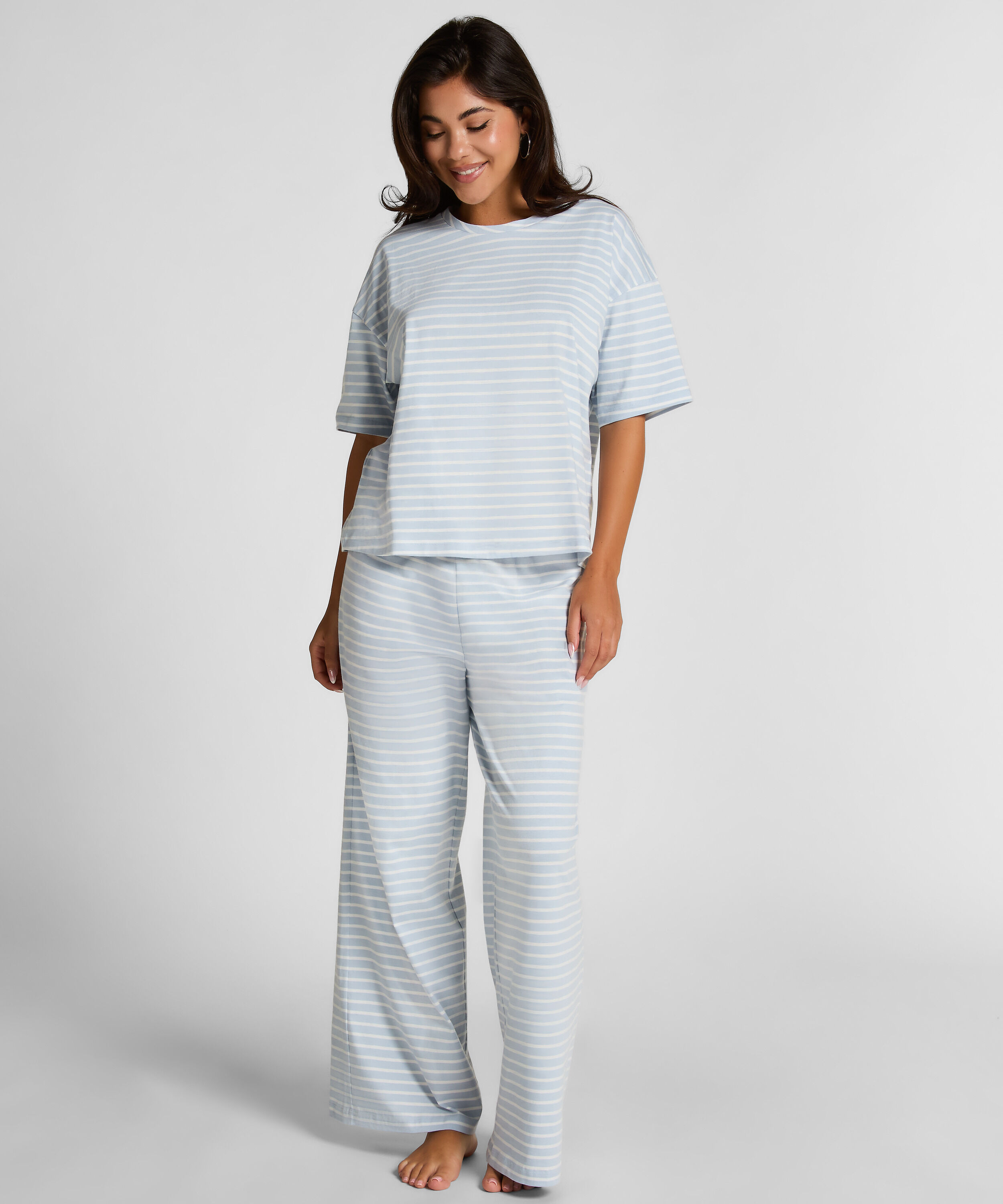Pyjama Set Cotton Jersey Long, Bleu Pyjama Set Cotton Jersey Long, Bleu