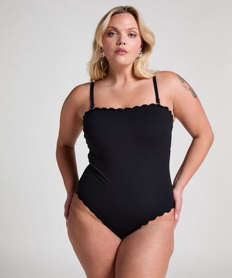 Maillot de bain Bandeau Scallop, Noir