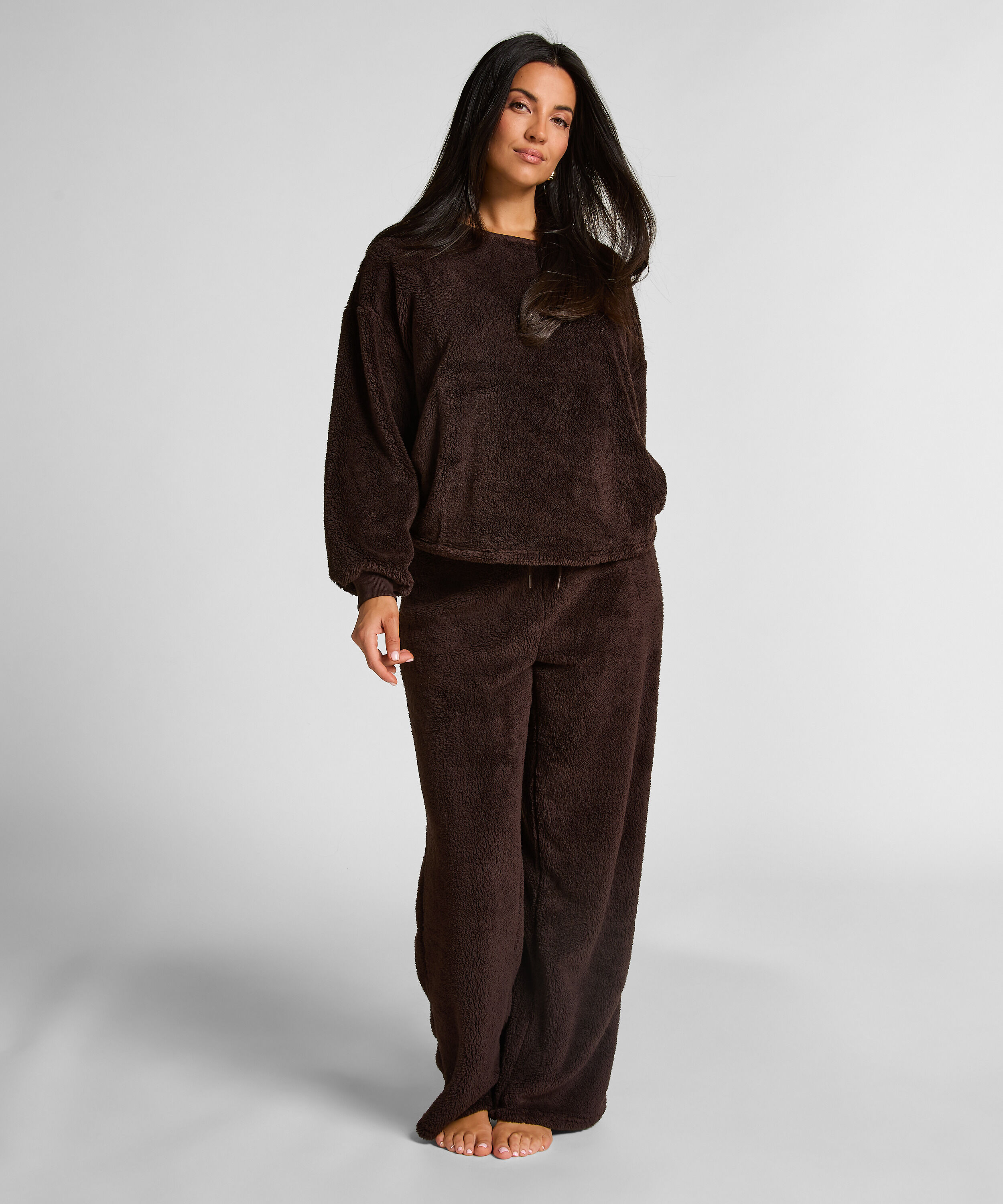 Pantalon Fluffy Fleece, Marron