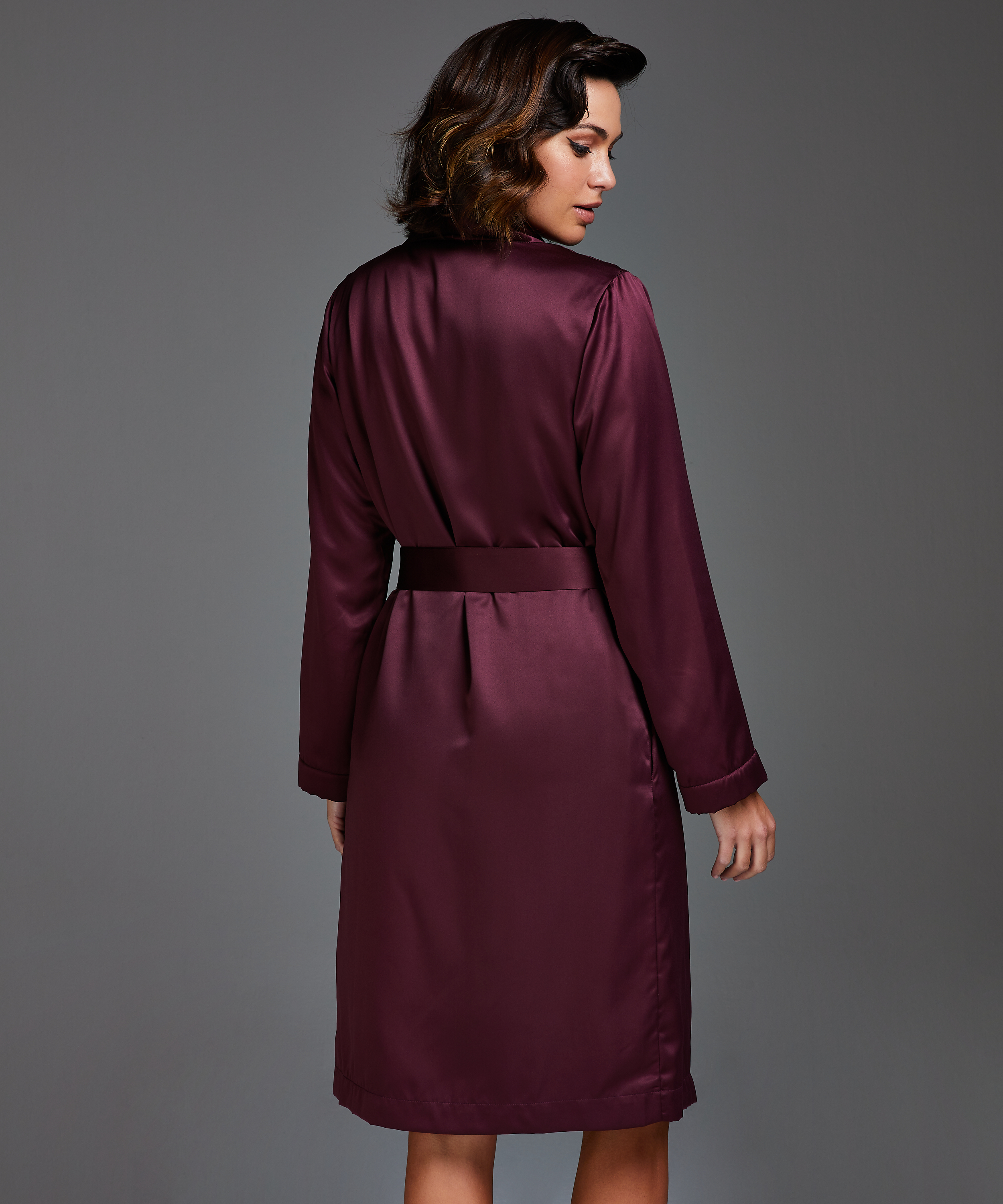 Peignoir en polaire satinée, Violet, main