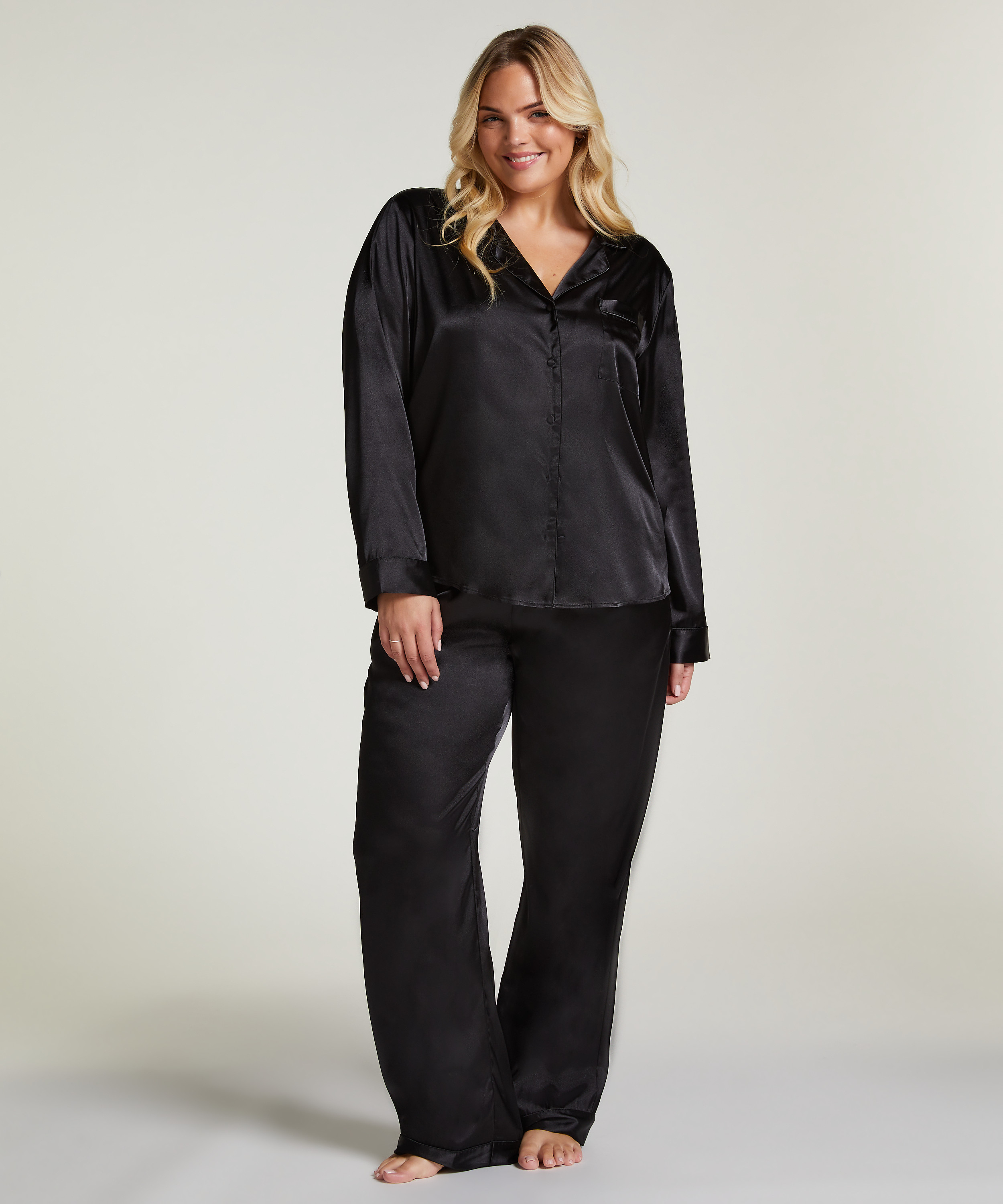 Veste à manches longues Satin, Noir, main