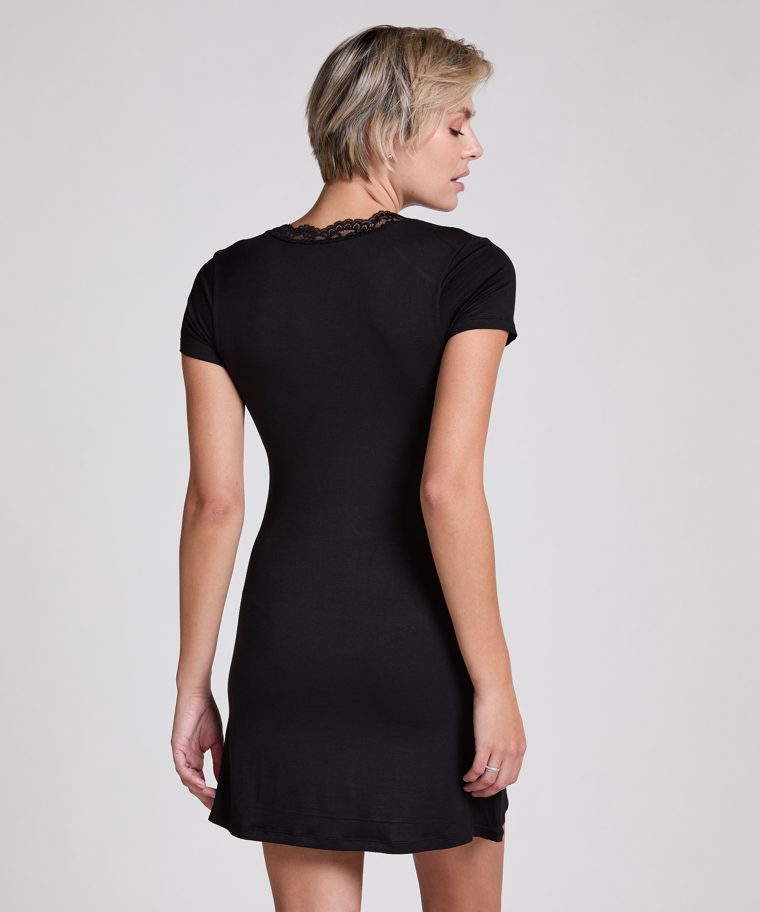 Chemise de nuit en jersey, Noir, main