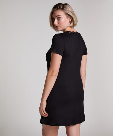 Chemise de nuit en jersey, Noir