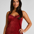 Camisole velours Dentelle, Rouge
