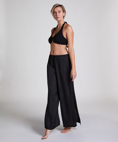 Pantalon de plage en satin, Noir