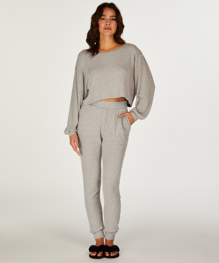 Pantalon de jogging côtelé à boutons, Gris