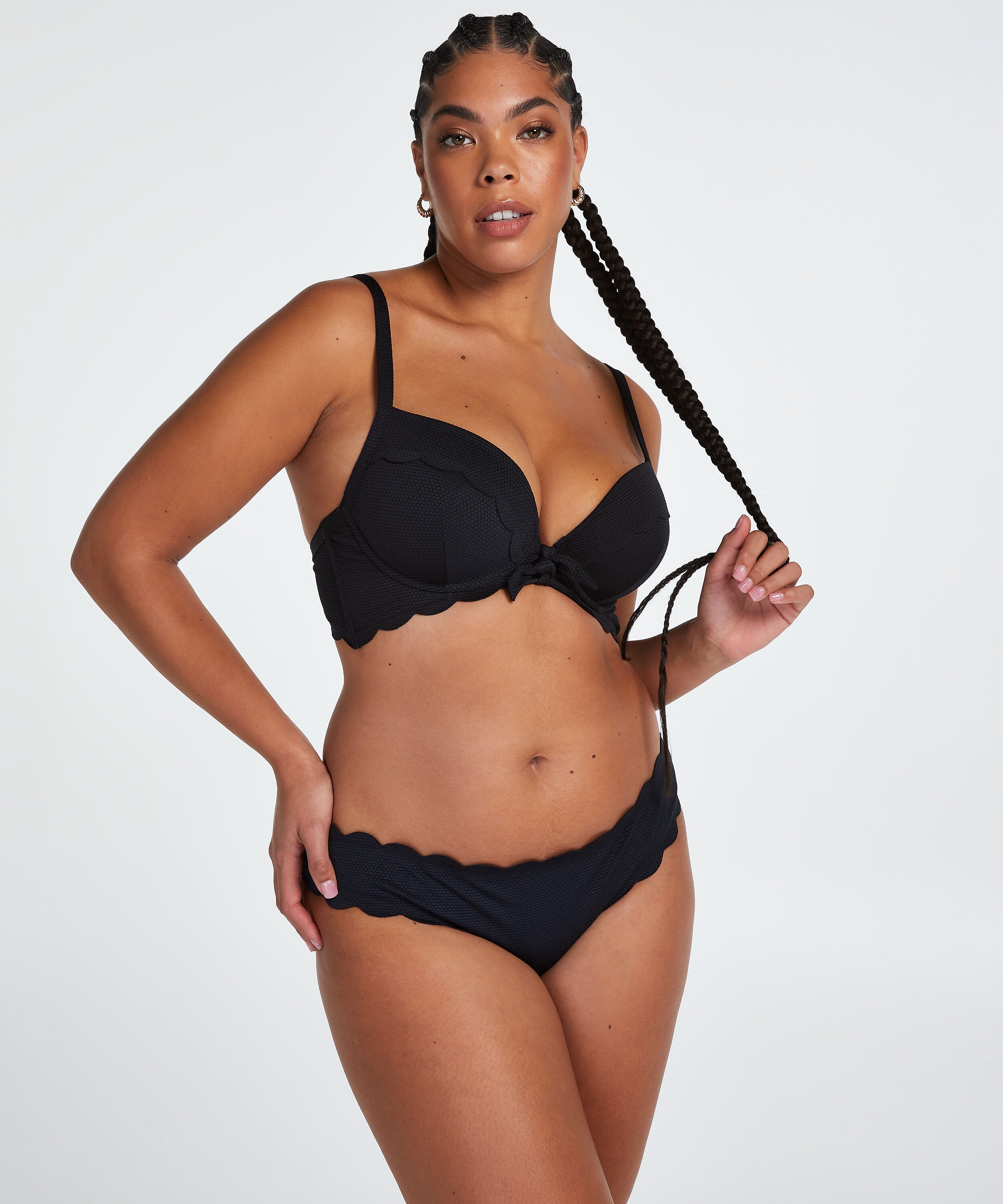 Slip de Bikini Rio Scallop, Noir