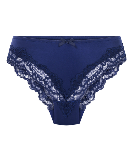 Slip brésilien Lace & Shine, Bleu