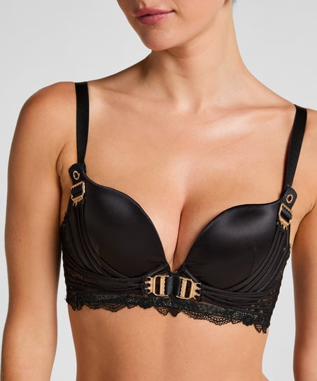 Soutien-gorge à armatures longline push-up préformé Avela, Noir