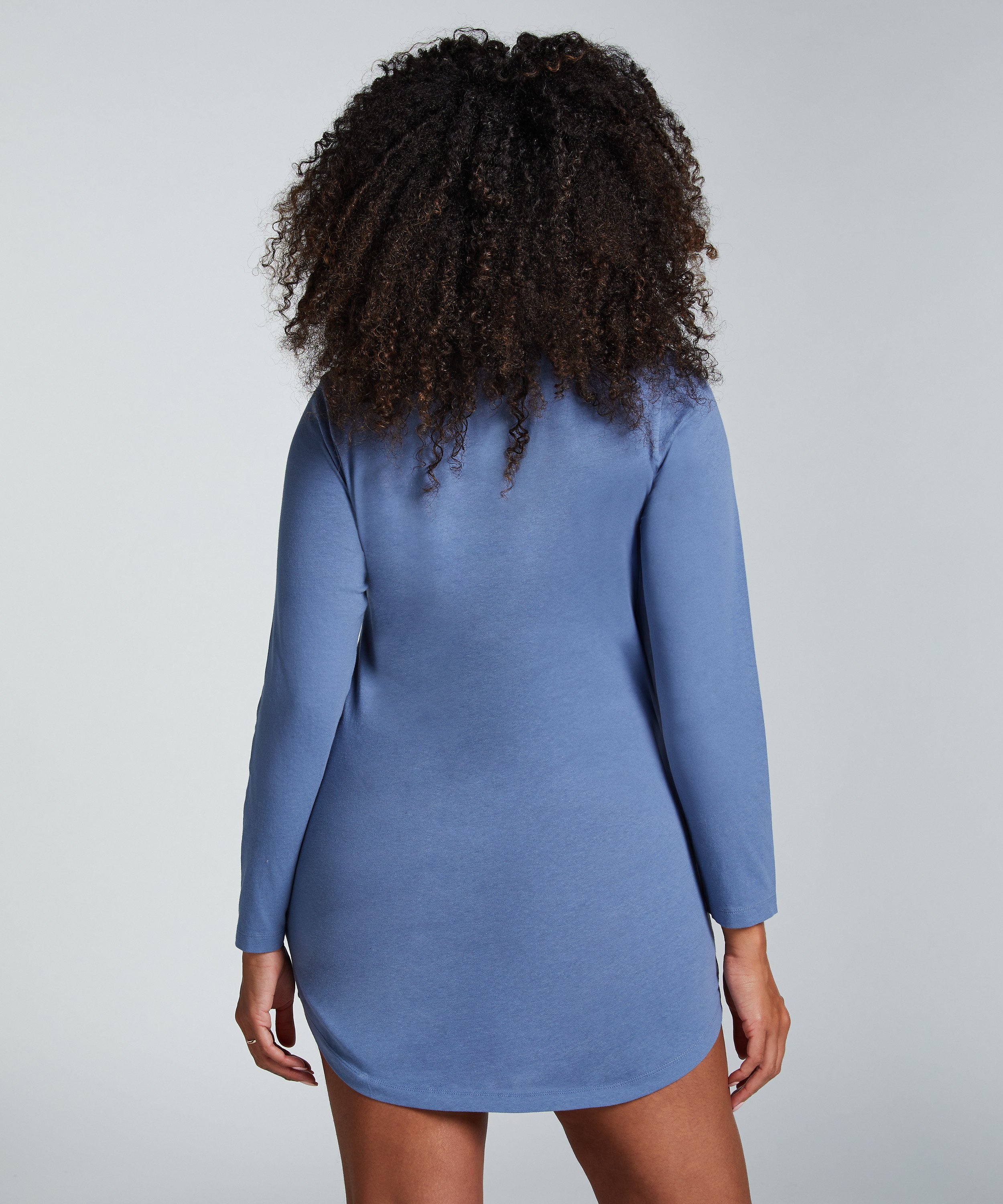 Chemise de nuit à col rond, Bleu, main