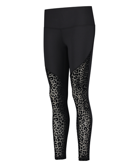 Legging de sport en flocage léopard taille haute HKMX, Noir