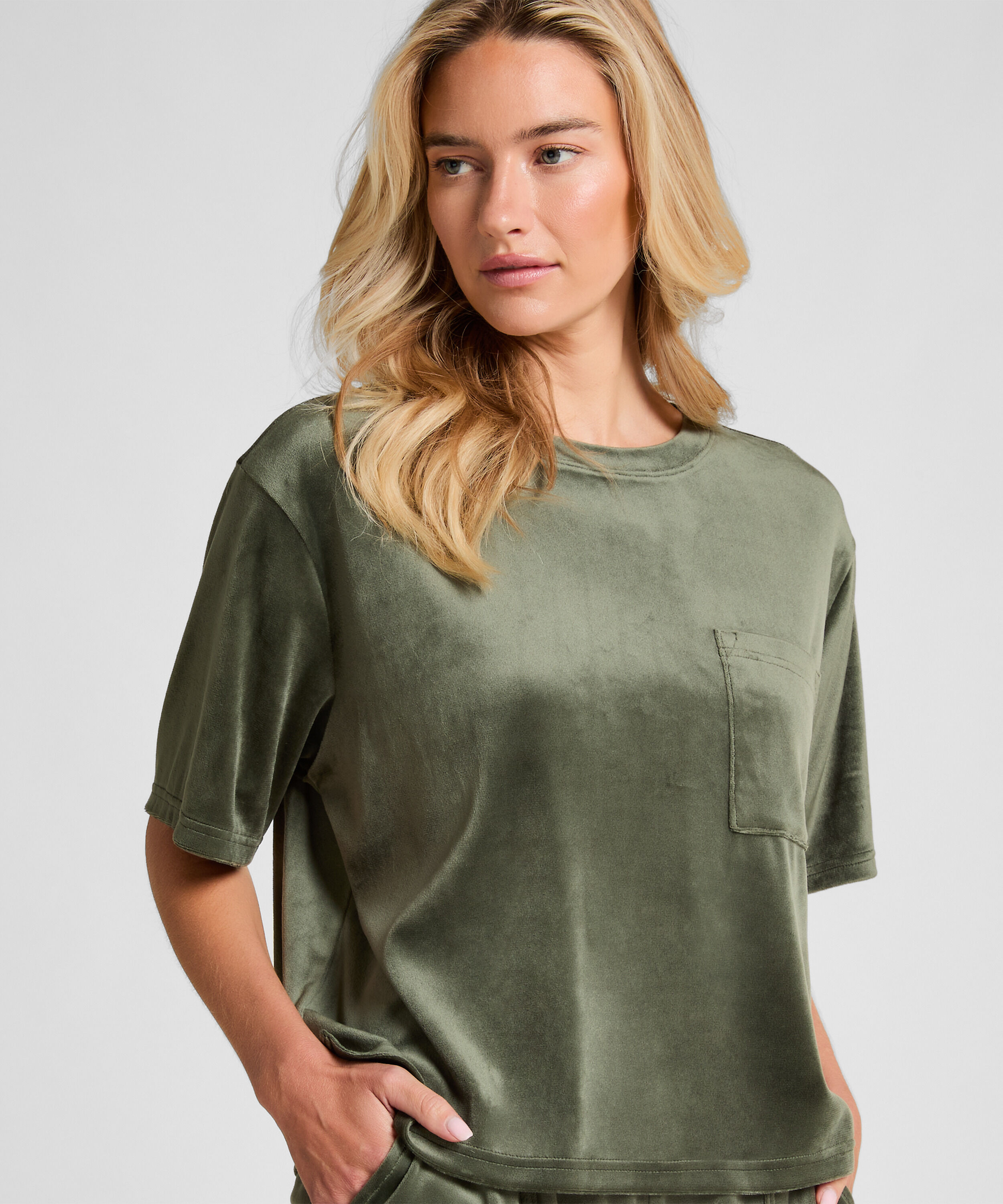 Top Velours Pocket, Vert Top Velours Pocket, Vert