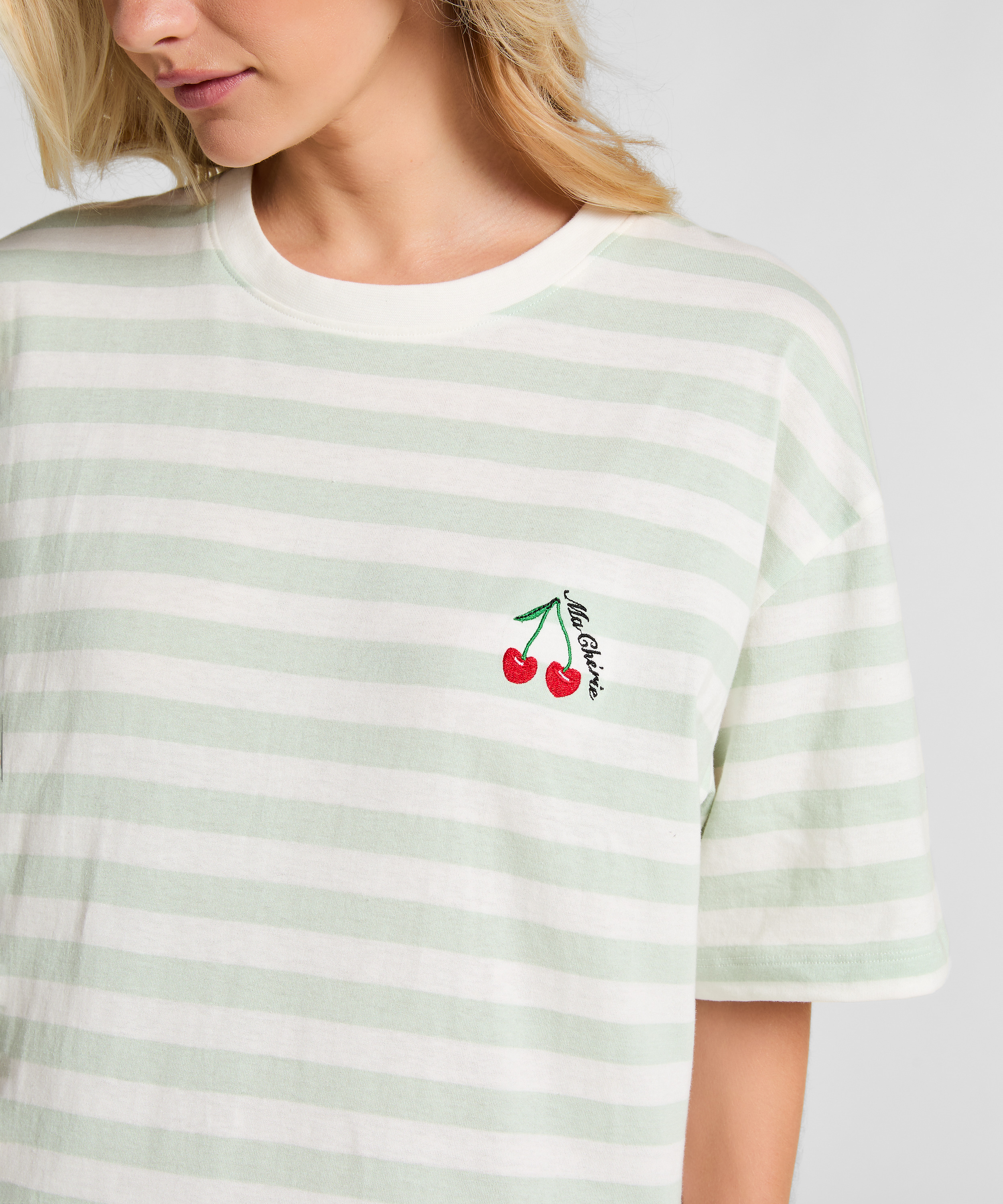 Chemise de nuit à col rond, Vert, main