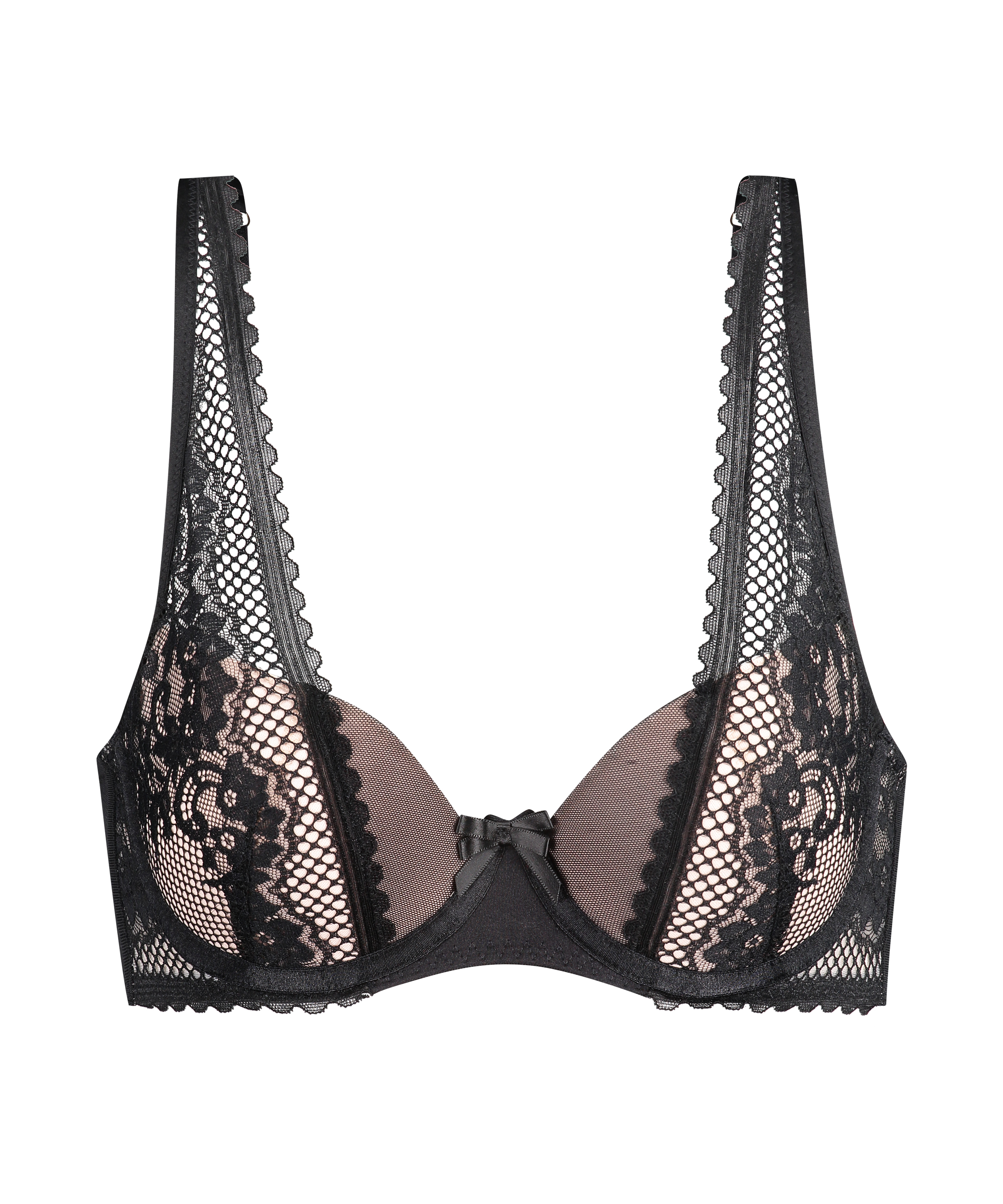 Soutien-gorge rembourré demi-bonnet à armatures Malika, Noir, main