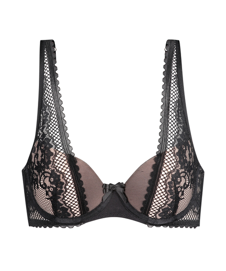 Soutien-gorge rembourré demi-bonnet à armatures Malika, Noir