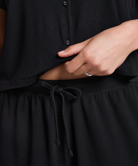 Short en jersey côtelé Essential, Noir