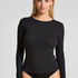 Haut à manches longues en coton doux, Noir