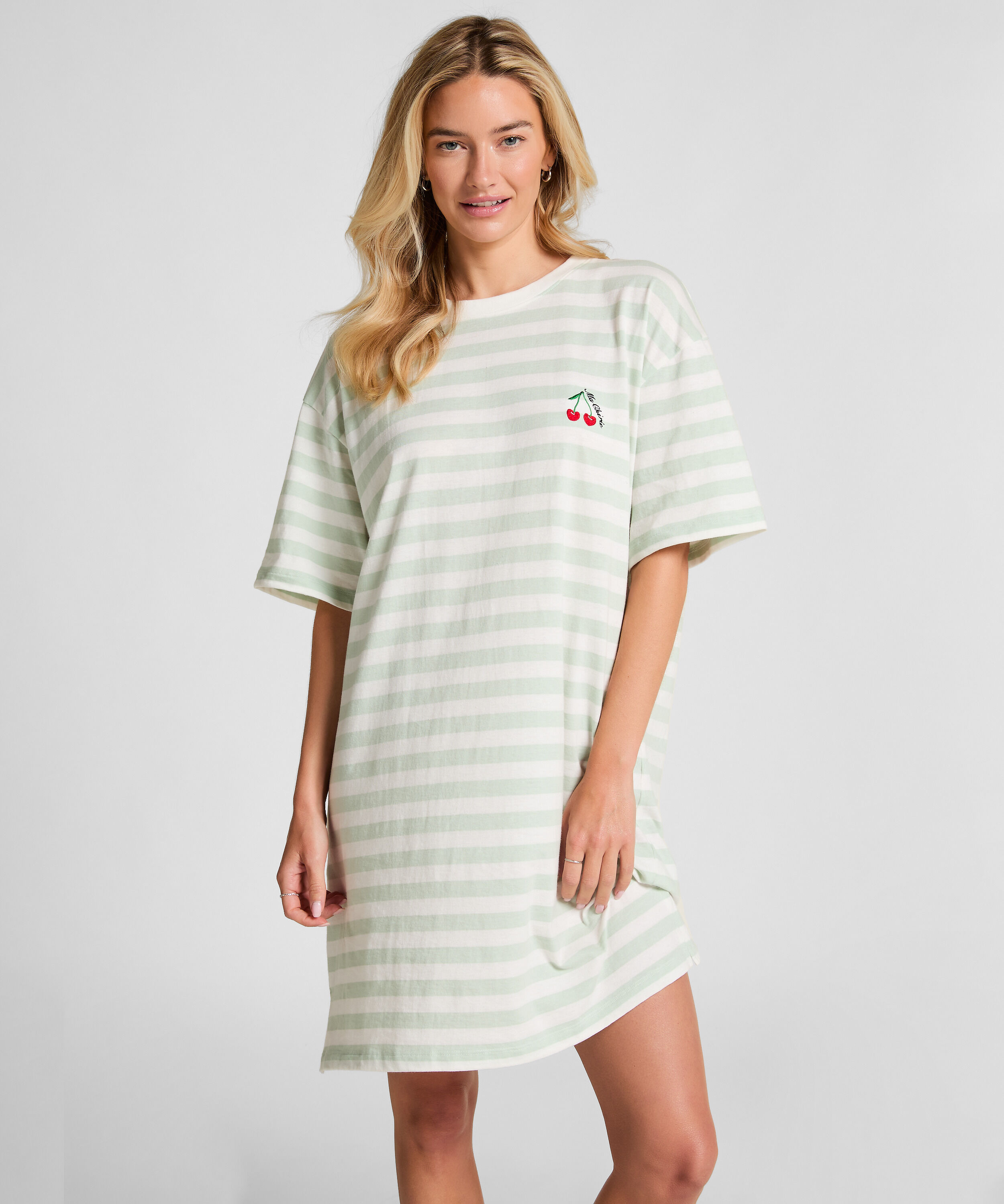Chemise de nuit à col rond, Vert
