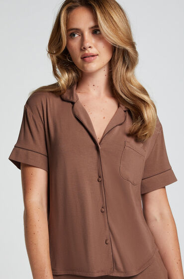 Hunkemöller Veste à manches courtes en jersey Essential marron