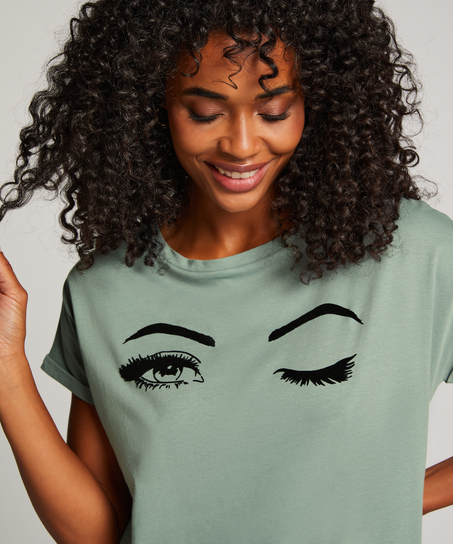 Chemise de nuit à col rond, Bleu