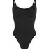 Body à jambe haute sans couture mise en forme, Noir