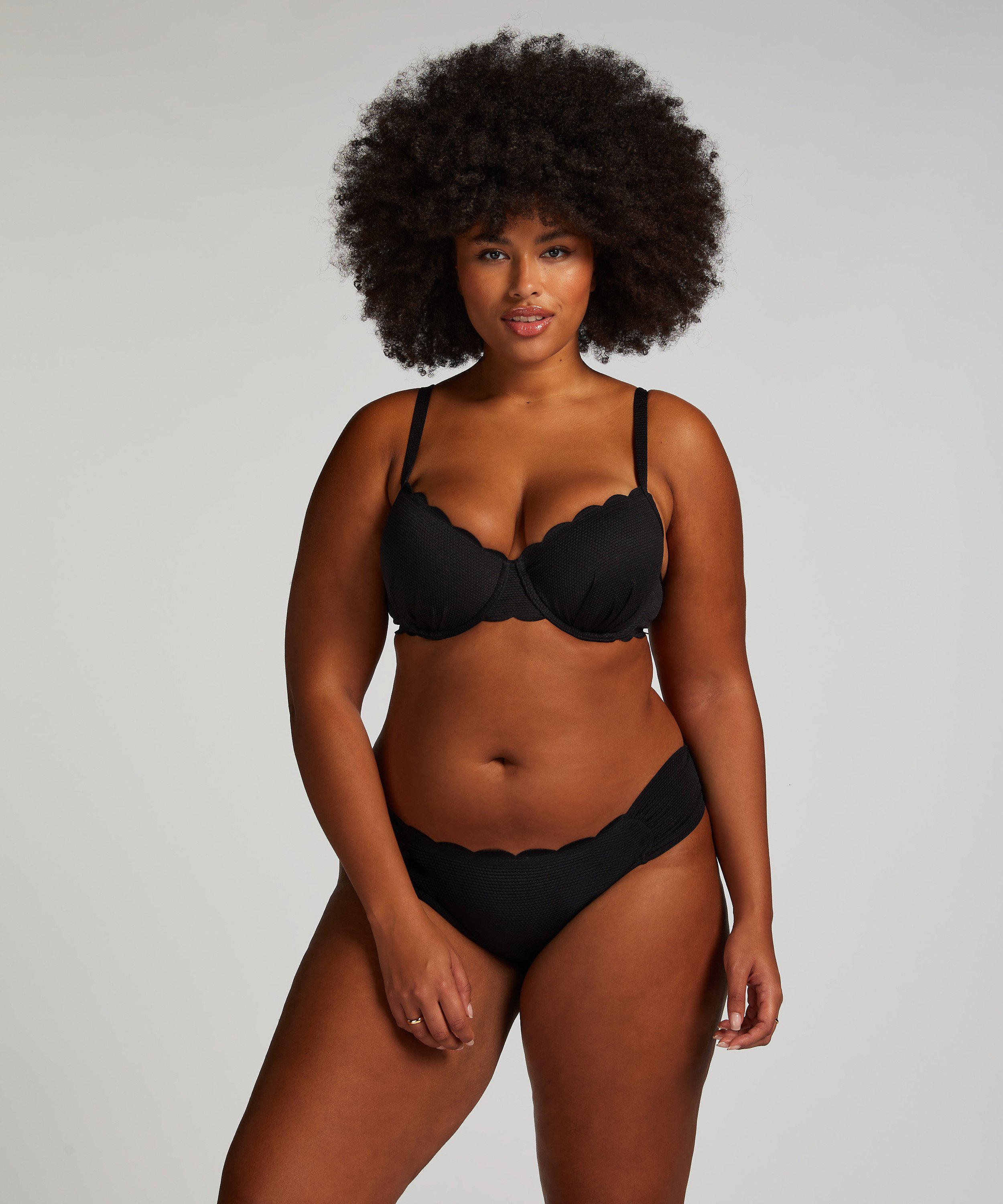 Slip de Bikini Rio Scallop, Noir, main
