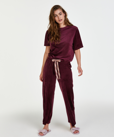 Pantalon de pyjama Velours, Rouge