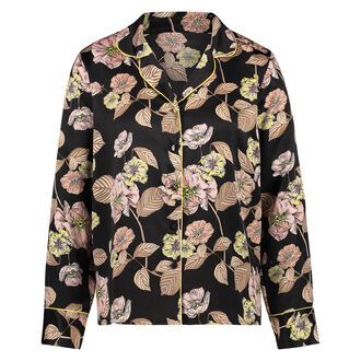 Haut de pyjama satin&eacute; Emily, Noir