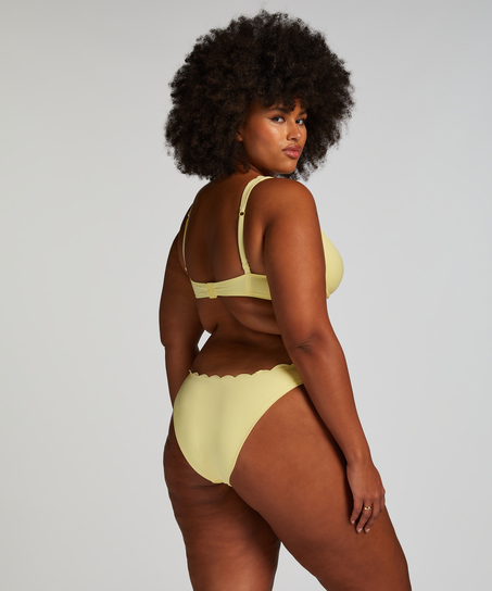 Slip de Bikini Échancrés Scallop, Jaune