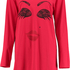 Chemise de nuit à décolleté arrondi et manches longues, Rouge