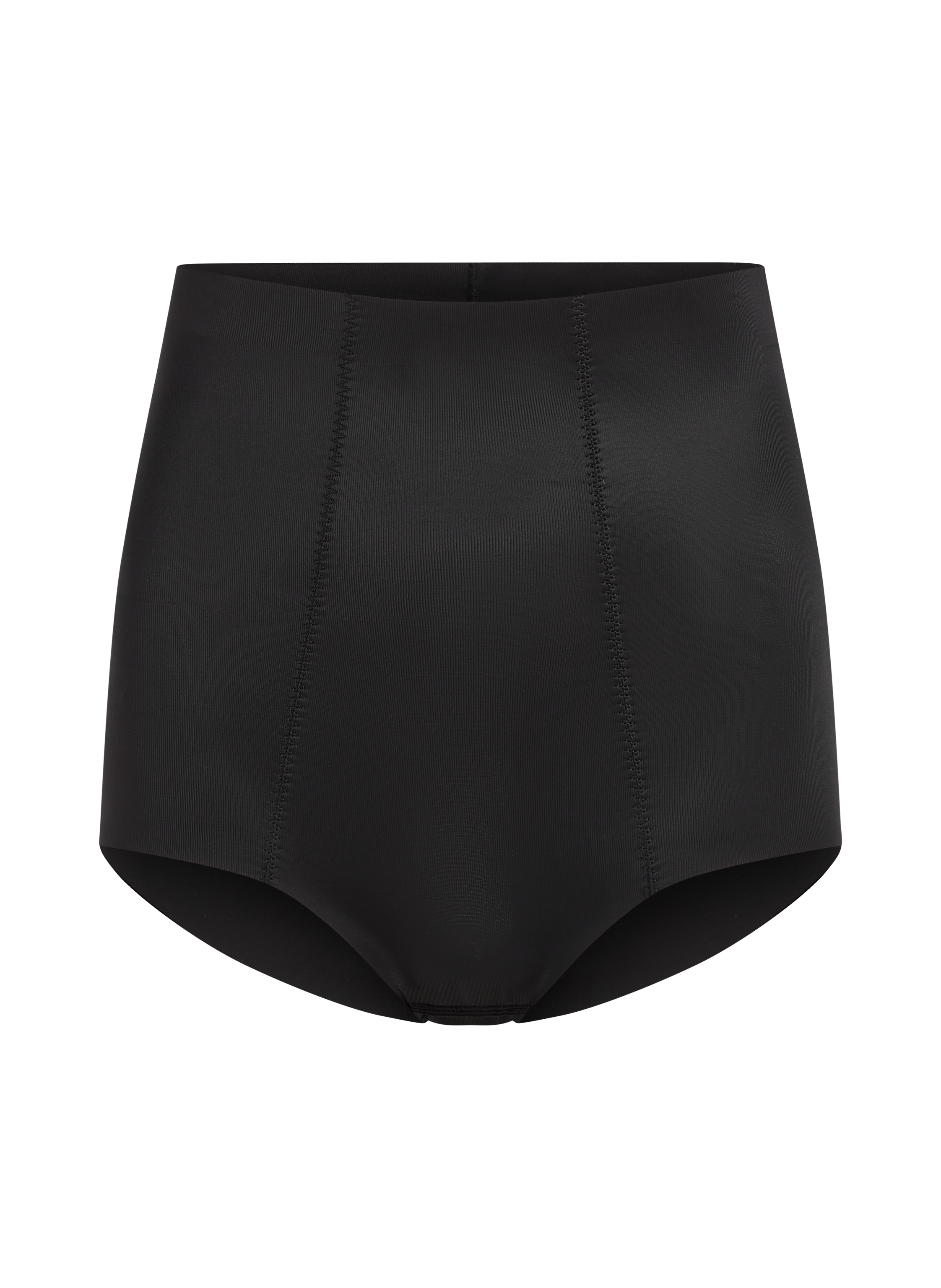 Culotte taille haute avec gaine sculptante en dentelle scuba, Noir, main