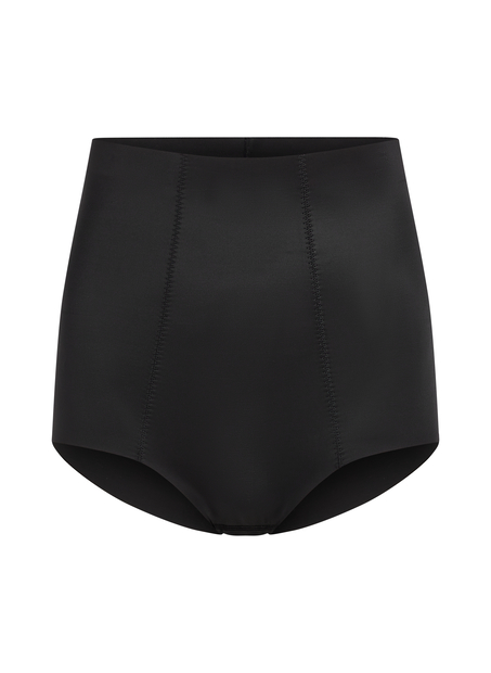 Culotte taille haute avec gaine sculptante en dentelle scuba, Noir