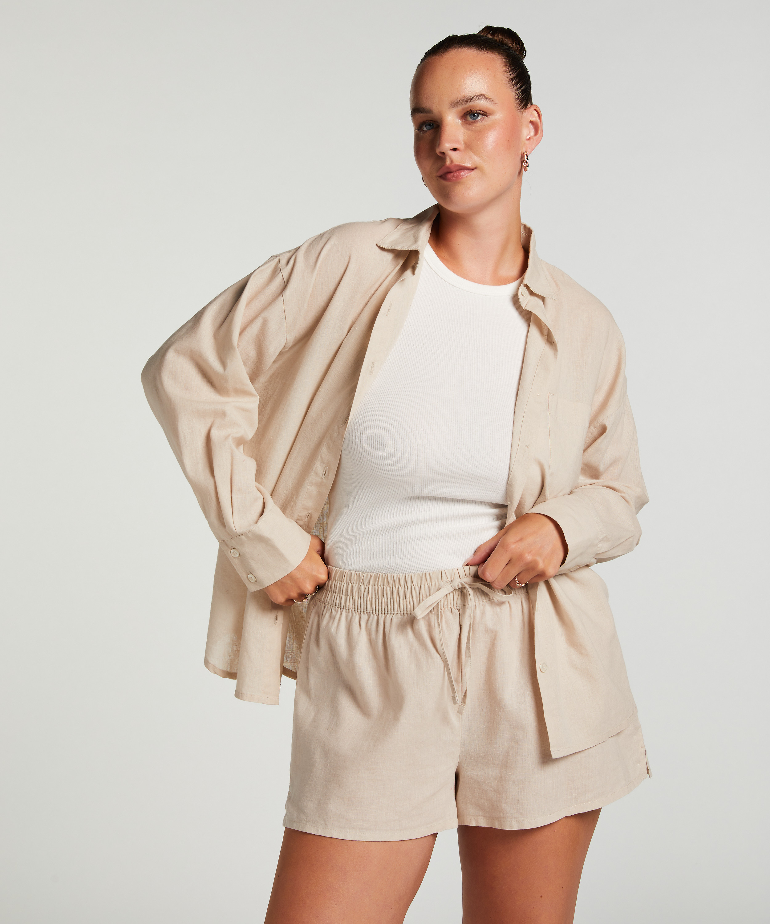 Shorts de pyjama Lin, Beige, main