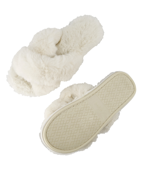 Pantoufles Fake Fur, Blanc