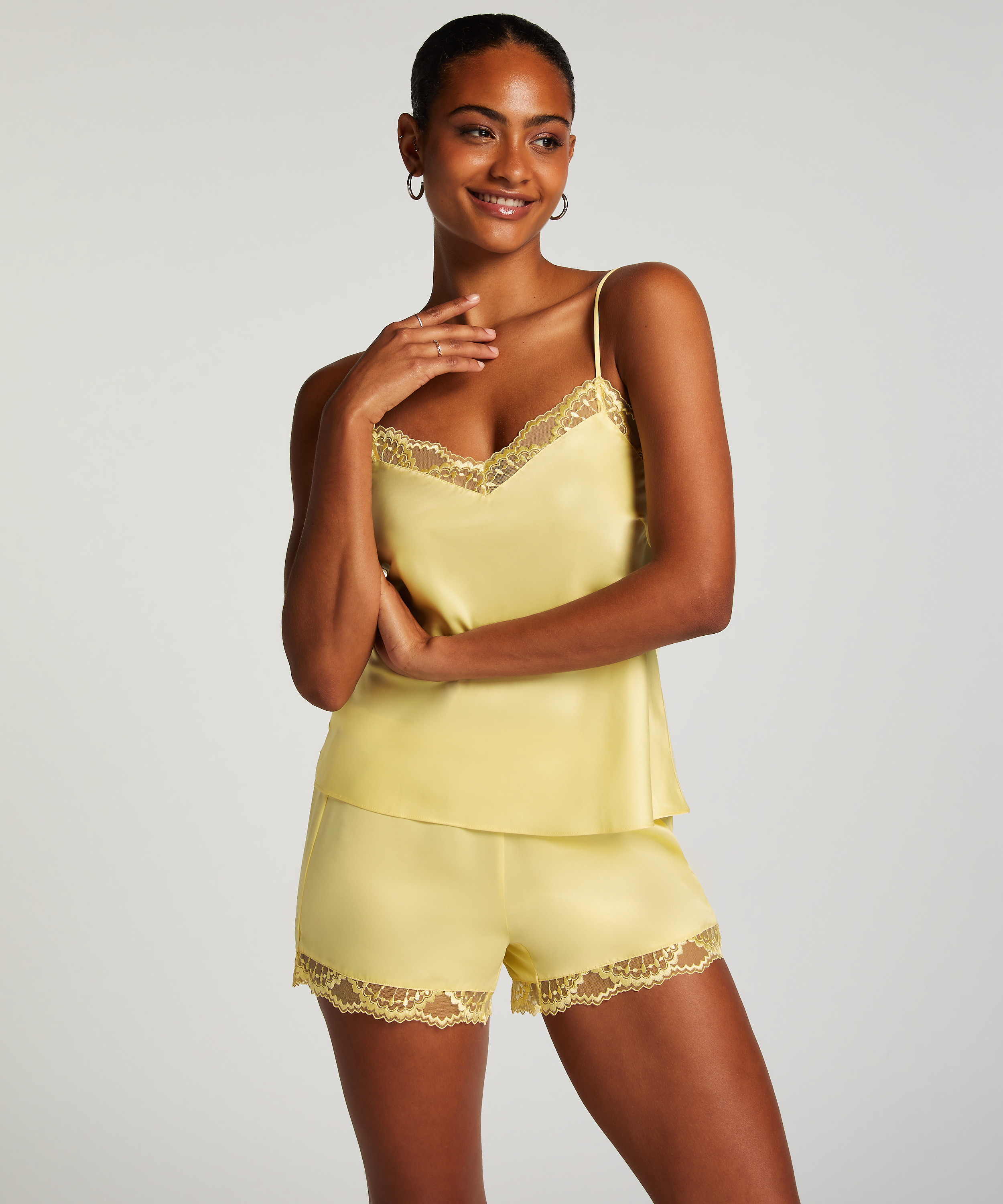 Short de pyjama Satin, Jaune, main