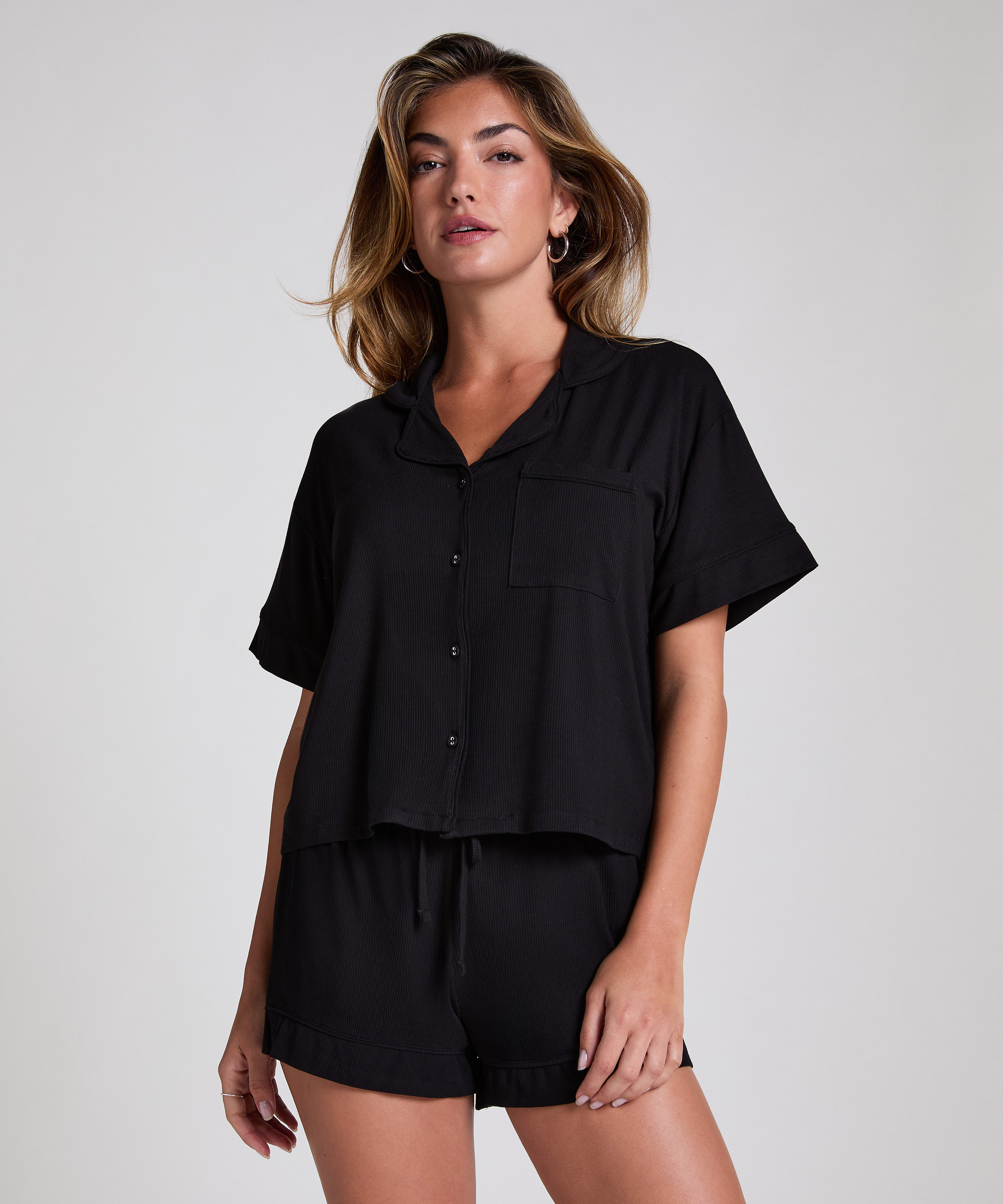 Veste en Velours, Noir, main