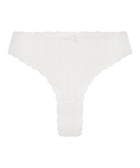 Slip br&eacute;silien V-shape Mesh, Blanc
