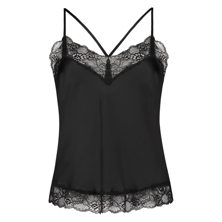 Haut de camisole Satin Dentelle, Noir