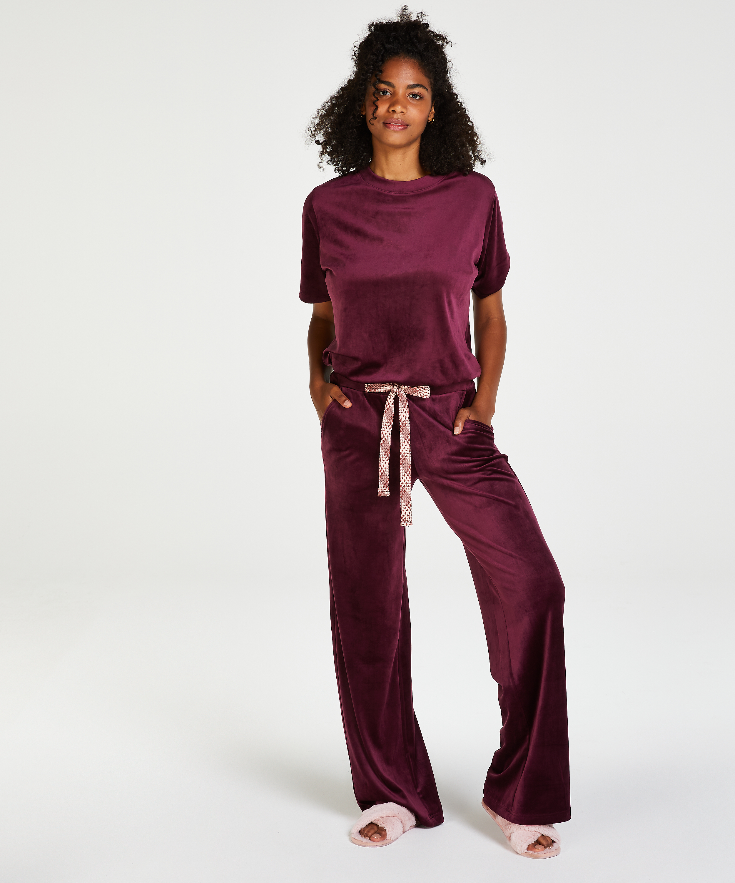 Tall Pantalon de pyjama Velours, Violet, main