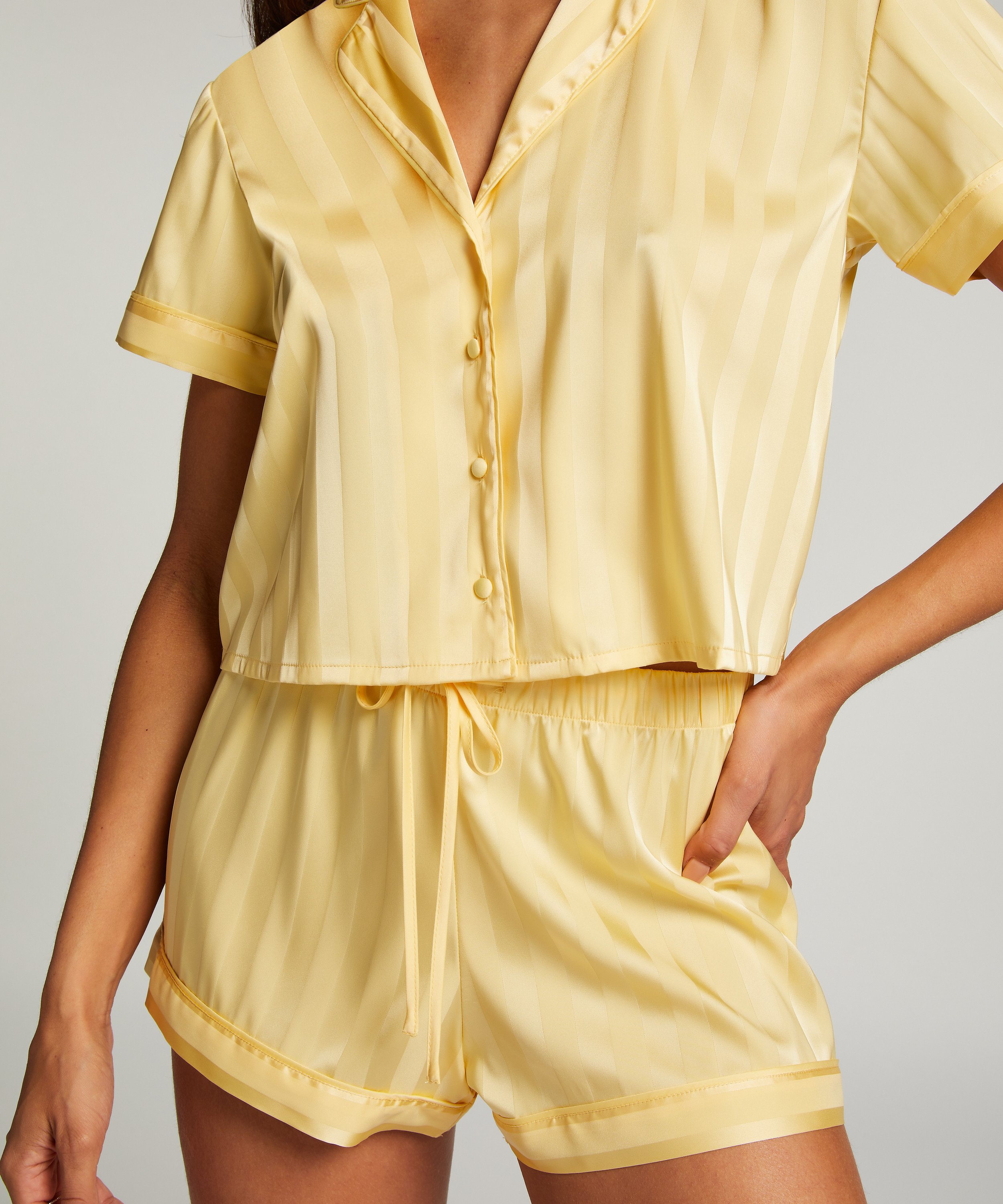 Ensemble de pyjama Satin, Jaune, main