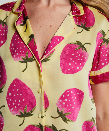 Veste à manches courtes en satin, Jaune