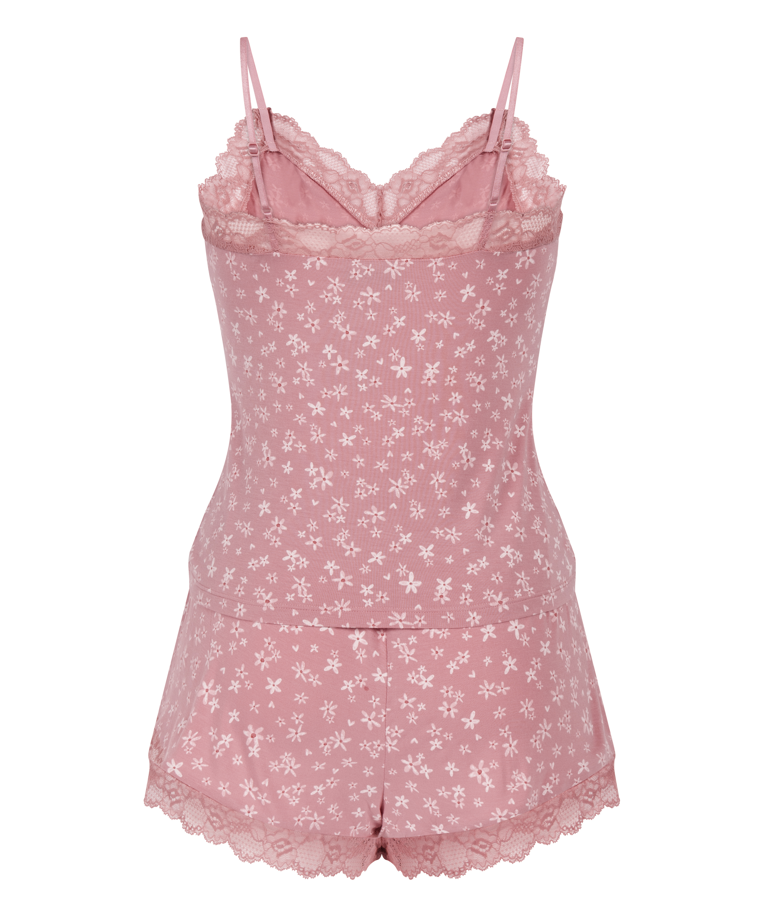 Ensemble de pyjama Jersey avec dentelle, Rose, main